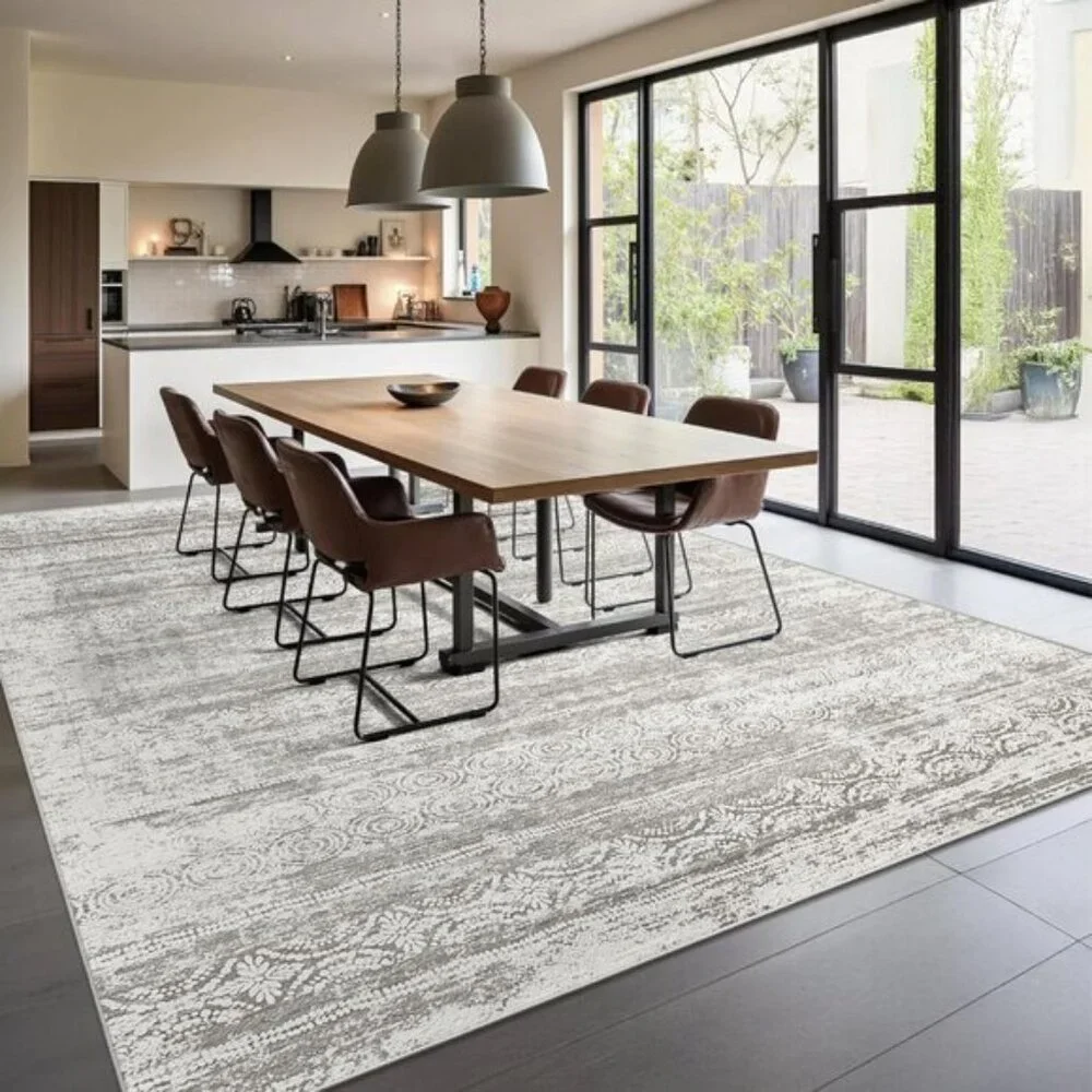 New 8x10 Charcoal Grey Area Rug, Washable Non-Slip Modern Carpet for Home